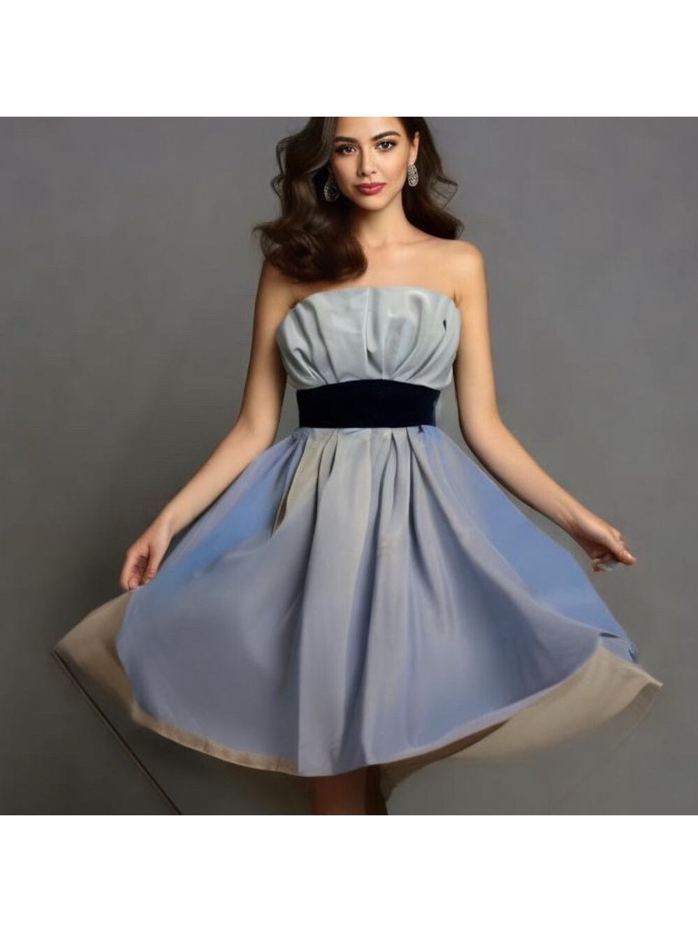 90s SILK VIVIENNE TAM STRAPLESS PLEATED BODICE TAFFETA DRESS FIT & FLARE SZ 6